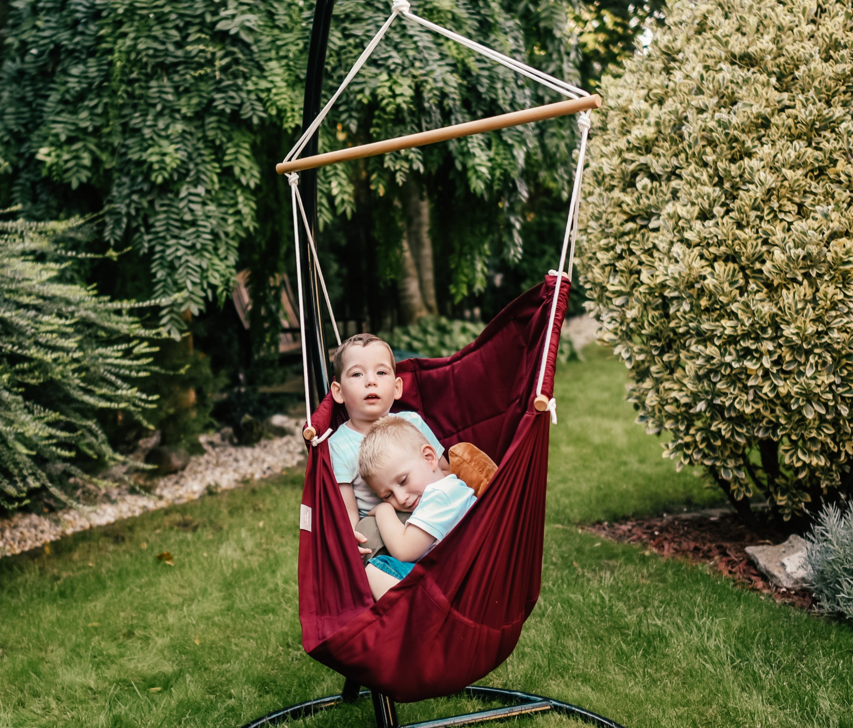 homba® zen hanging chair cotton burgundy