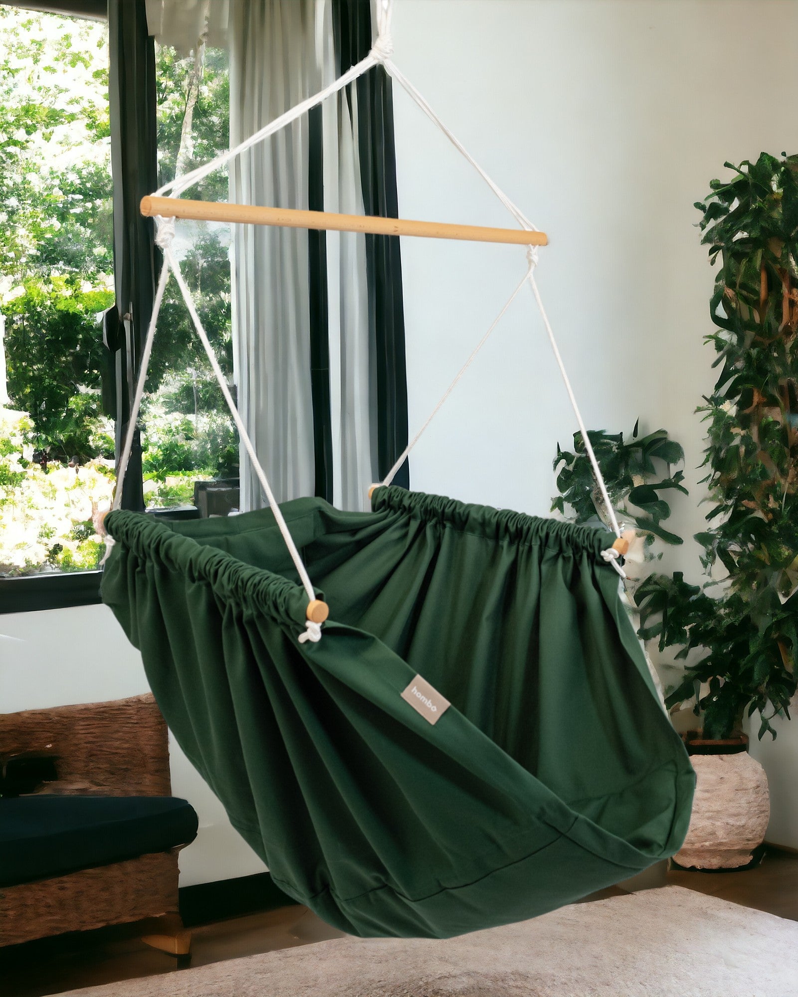 homba® zen hanging chair cotton green